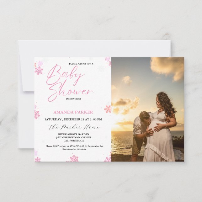 Invitation Baby shower d'hiver pour bébé Snowflake (Devant)
