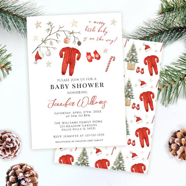 Invitation Baby shower d'hiver Red Père Noël Baby Christmas (Créateur téléchargé)