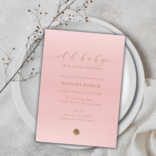 Invitation Baby shower d'hiver rose Elegant Girl