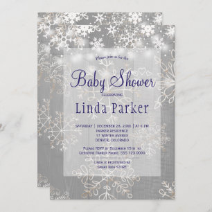 Invitation Baby shower d'hiver rustique de la Marine blanche
