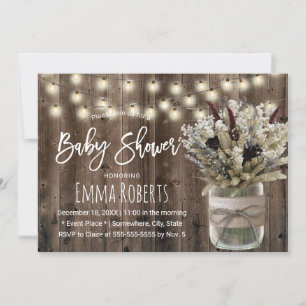 Invitation Baby shower d'hiver rustique Floral Jar String Lum