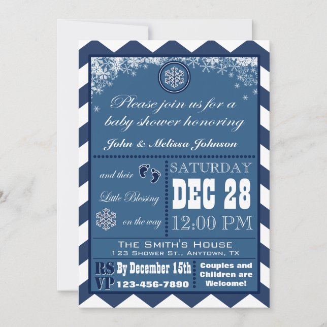 Invitation Baby shower d'hiver Snowflake (Devant)