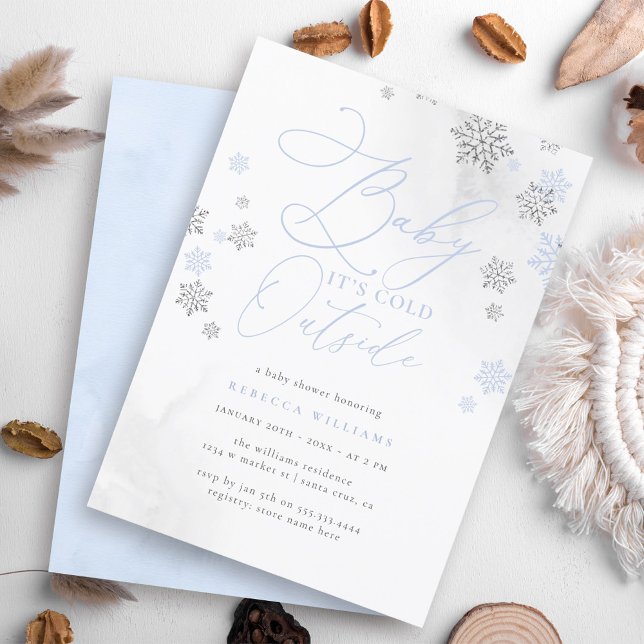 Invitation Baby shower d'hiver Snowflake Blue & Silver Partie (Créateur téléchargé)