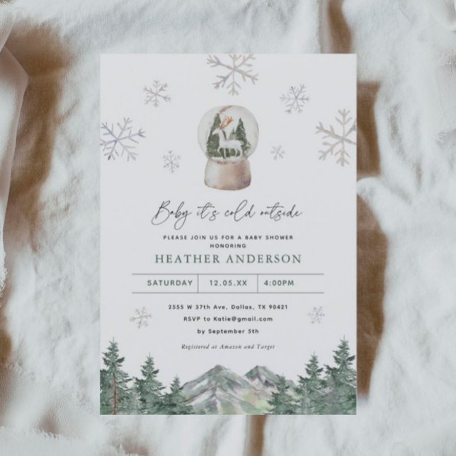 Invitation Baby shower d'hiver Snowflake Winter Wonderland (Créateur téléchargé)