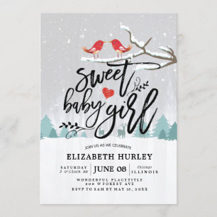 Invitation Baby shower d'hiver Sweet Baby Girl Chic scène de 