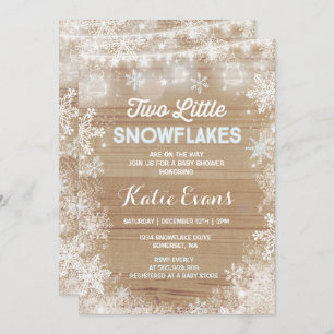 Invitation Baby shower d'hiver Twin Rustic Blue