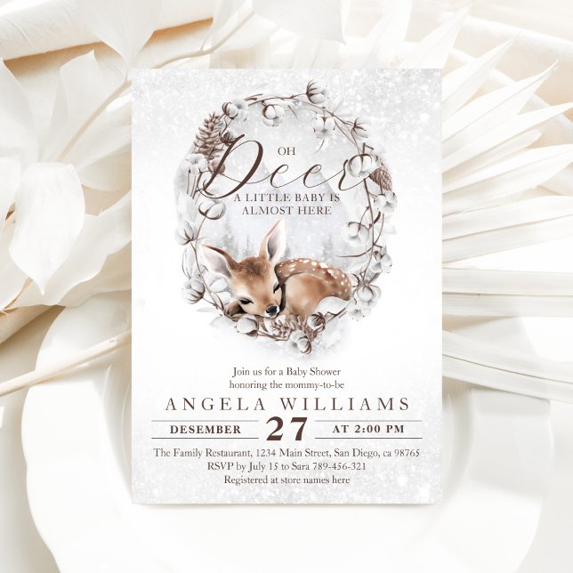 Invitation Baby shower d'hiver Woodland Oh Deer (Créateur téléchargé)