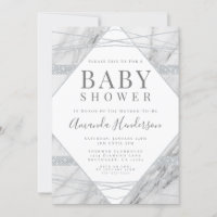 Invitation Baby shower diamant et marbre