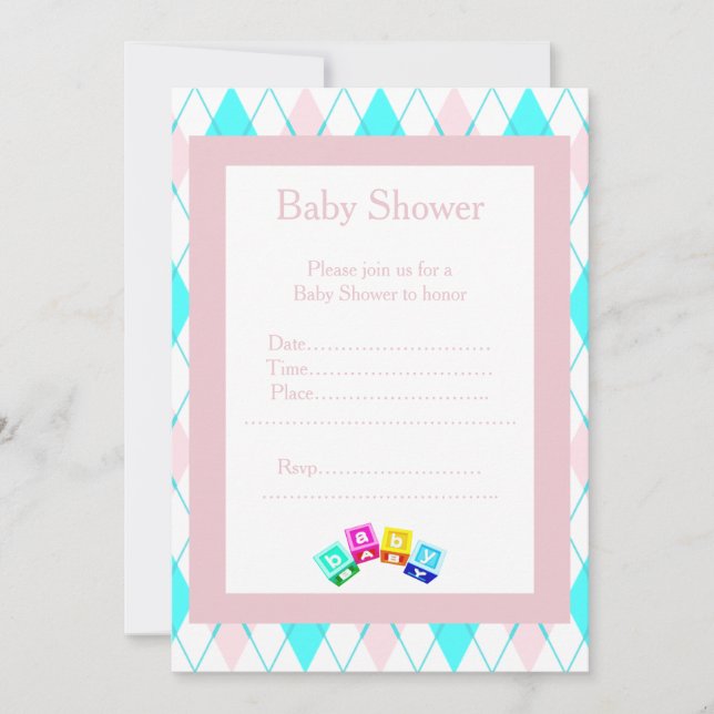 Invitation Baby shower Diamond Blocks (Devant)