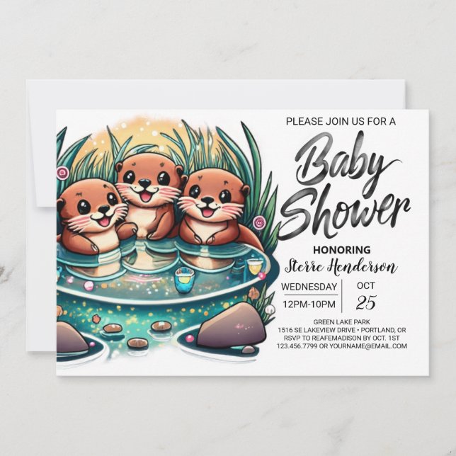 Invitation Baby shower Digital Otter Joy (Devant)