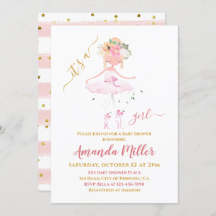 Invitation Baby shower d'illustration de filles de ballet dou