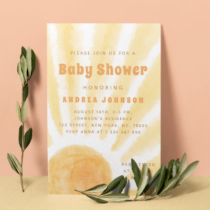 Invitation Baby shower d'illustration de l'aquarelle Sun