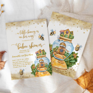 Invitation Baby shower d'illustration de mielComb et d'abeill