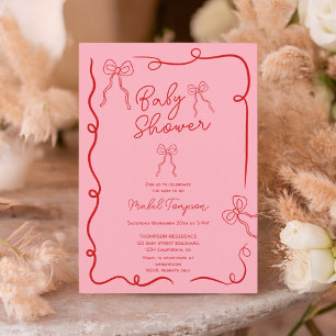 Invitation Baby shower d'illustrations de rubans de arcs rose
