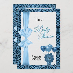 Invitation Baby shower d'impression bleu Cheetah