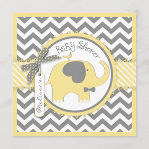 Invitation Baby shower d'impression Chevron cravate jaune élé