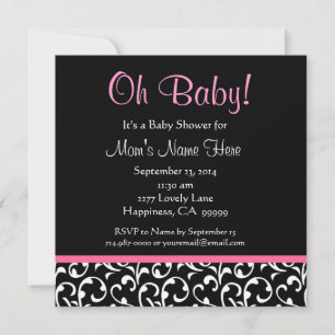 Invitation Baby shower D'Impression Coupe noire blanche rose