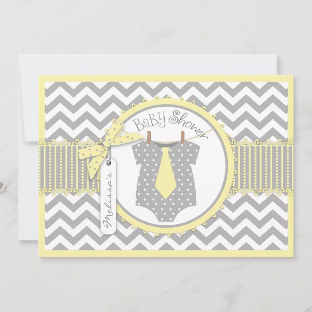 Invitation Baby shower d'impression de Baby Boy Cravate Chevr (Devant)