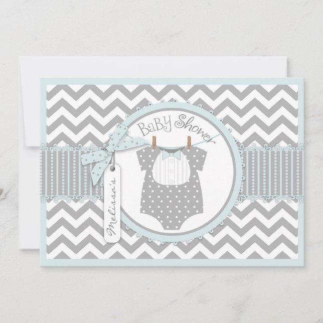 Invitation Baby shower d'impression de Chevron de cravate (Devant)