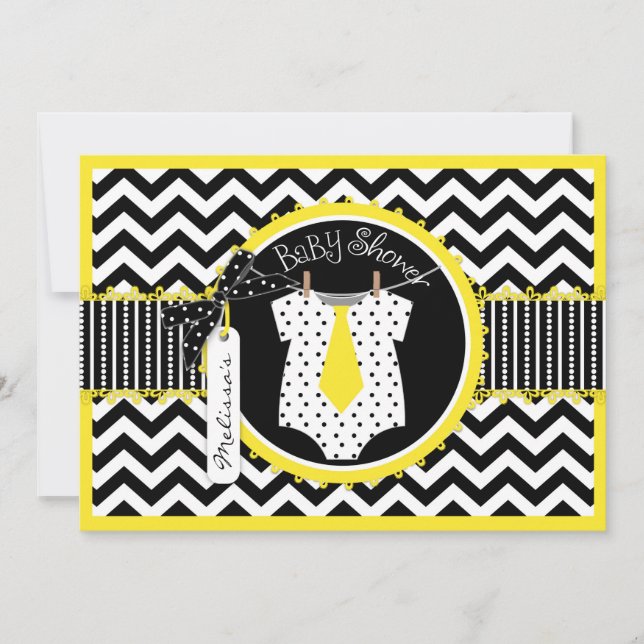 Invitation Baby shower d'impression de Chevron de cravate de (Devant)