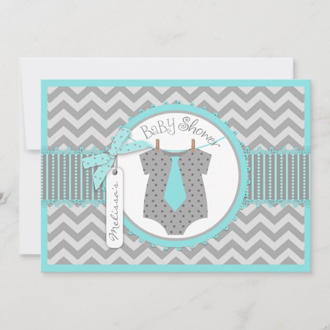 Invitation Baby shower d'impression de Chevron de cravate de (Devant)