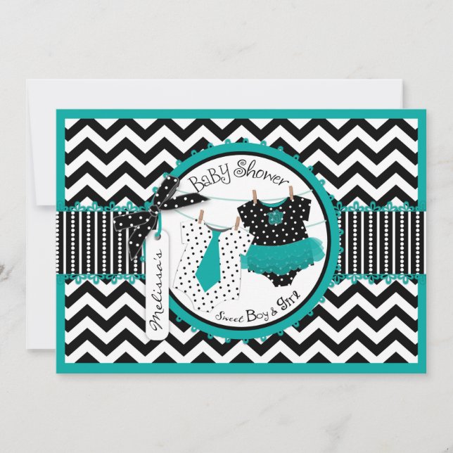 Invitation Baby shower d'impression de Chevron de tutu de (Devant)