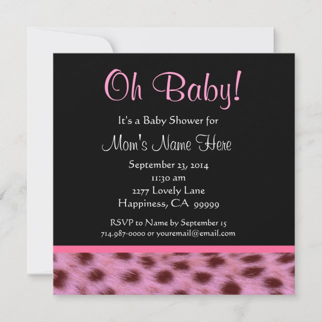 Invitation Baby shower d'impression de mignon noir blanc rose (Devant)