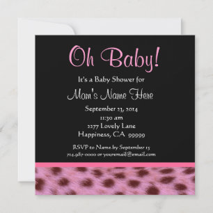 Invitation Baby shower d'impression de mignon noir blanc rose