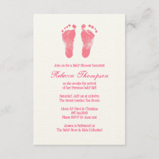 Invitation Baby shower d'impression de pieds roses et blancs