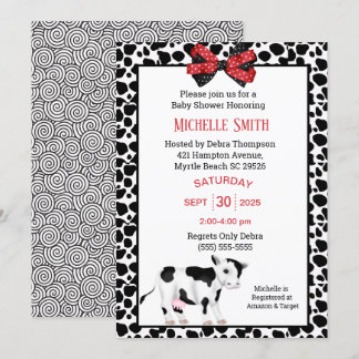 Invitation Baby shower d'impression de vaches mign