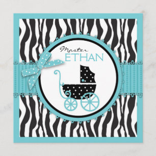 Invitation Baby shower d'impression de zèbre et de voiture