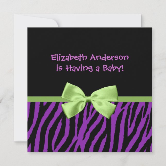 Invitation Baby shower D'Impression Et De Ruban Purple Zebra (Devant)