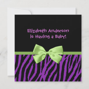 Invitation Baby shower D'Impression Et De Ruban Purple Zebra
