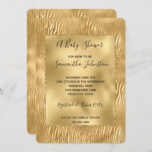 Invitation Baby shower d'impression Gold Glam Glitz Zebra