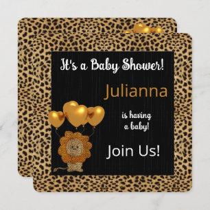 Invitation Baby shower d'impression Golden Cheetah