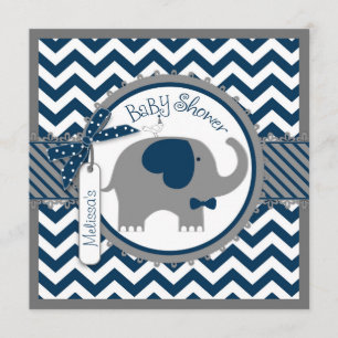 Invitation Baby shower d'impression Navy Elephant et Chevron