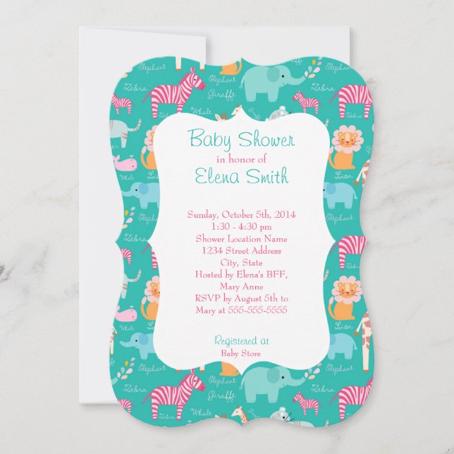Invitation Baby shower d'impression Safari (Devant)