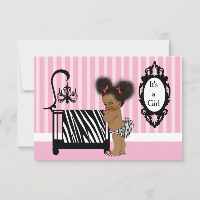 Invitation Baby shower d'impression Zebra afro-américain (Devant)