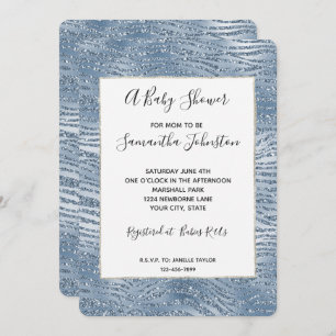 Invitation Baby shower d'impression Zebra Blue Glam Parties s