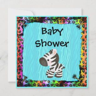 Invitation Baby shower d'impression Zebra & Funky Leopard & Z