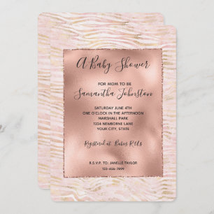 Invitation Baby shower d'impression Zebra Gold de Glam rose p