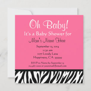 Invitation Baby shower d'impression Zebra noir blanc mou
