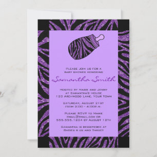 Invitation Baby shower d'impression Zebra noir et violet