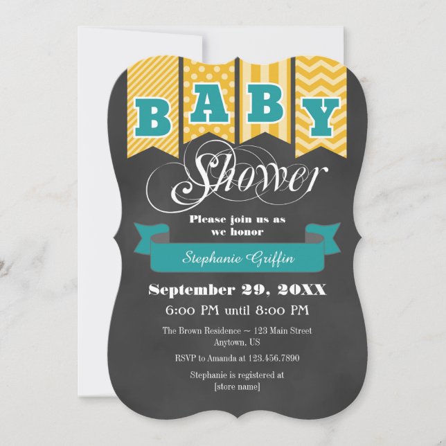Invitation Baby shower d'indicateur de tableau de bord Turquo (Devant)