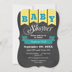 Invitation Baby shower d'indicateur Turquoise Jaune Invitatio