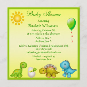 Invitation Baby shower Dino & Dinosaurs, nouveau bébé à l'écl