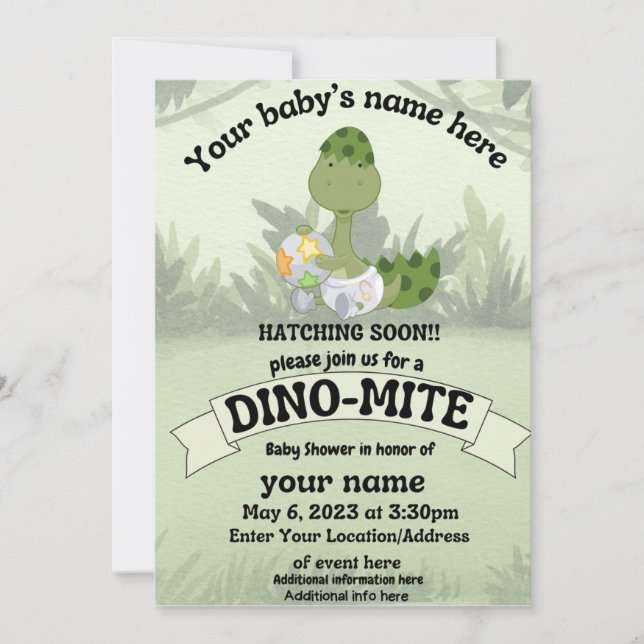 Invitation Baby shower Dinosaur (Devant)