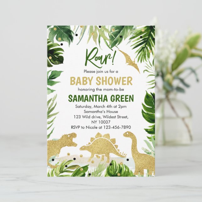 Invitation Baby shower Dinosaur (Debout devant)