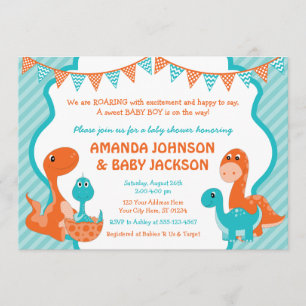 Invitation Baby shower Dinosaur avec enveloppes