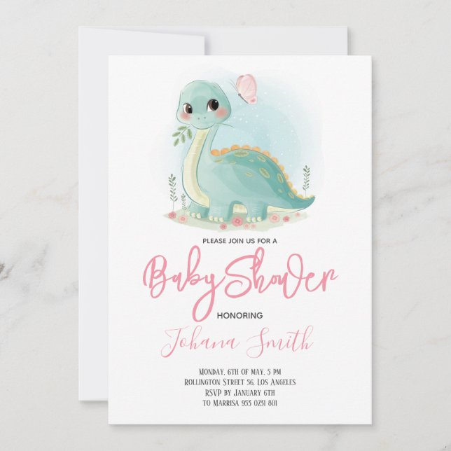Invitation Baby shower Dinosaur Dino (Devant)
